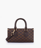 Dark brown checkered on-the-go mini bag